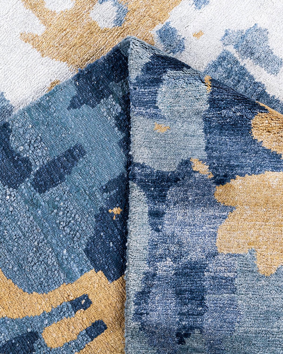 Contemporary Modern Hand Knotted Abstract Silk Purple Area Rug 9' 2