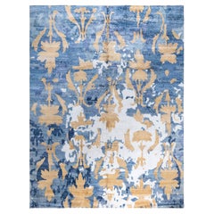 Contemporary Modern Hand Knotted Abstract Silk Purple Area Rug 9' 2" x 11' 10"