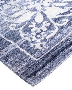 Contemporary Modern Hand Knotted Abstract Silk Purple Area Rug 9' 2" x 12' 3"