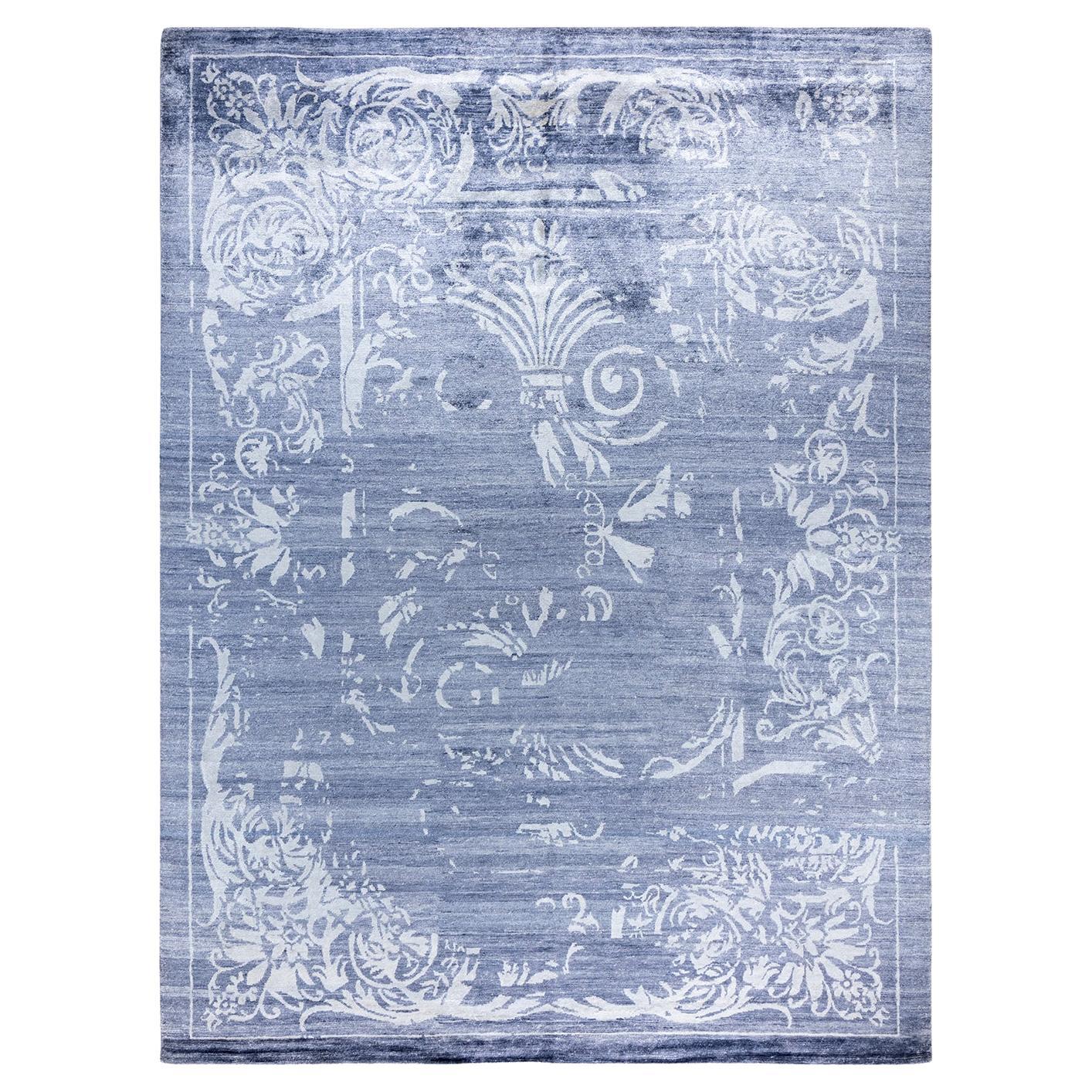 Contemporary Modern Hand Knotted Abstract Silk Purple Area Rug 9' 2" x 12' 3"