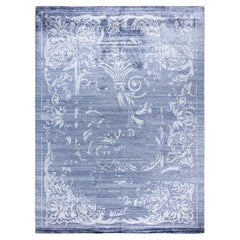 Contemporary Modern Hand Knotted Abstract Silk Purple Area Rug 9' 2" x 12' 3"