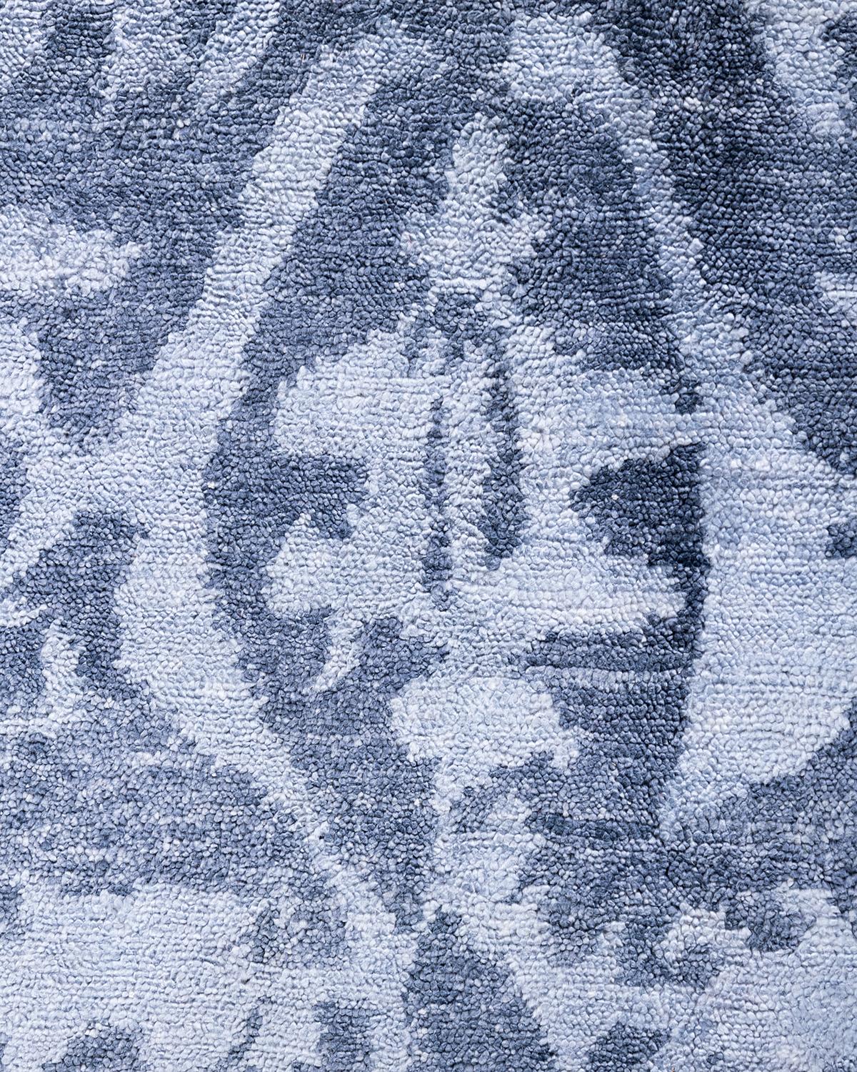 Indien Contemporary Modern Abstrait en soie nouée à la main Tapis blanc 8' 3