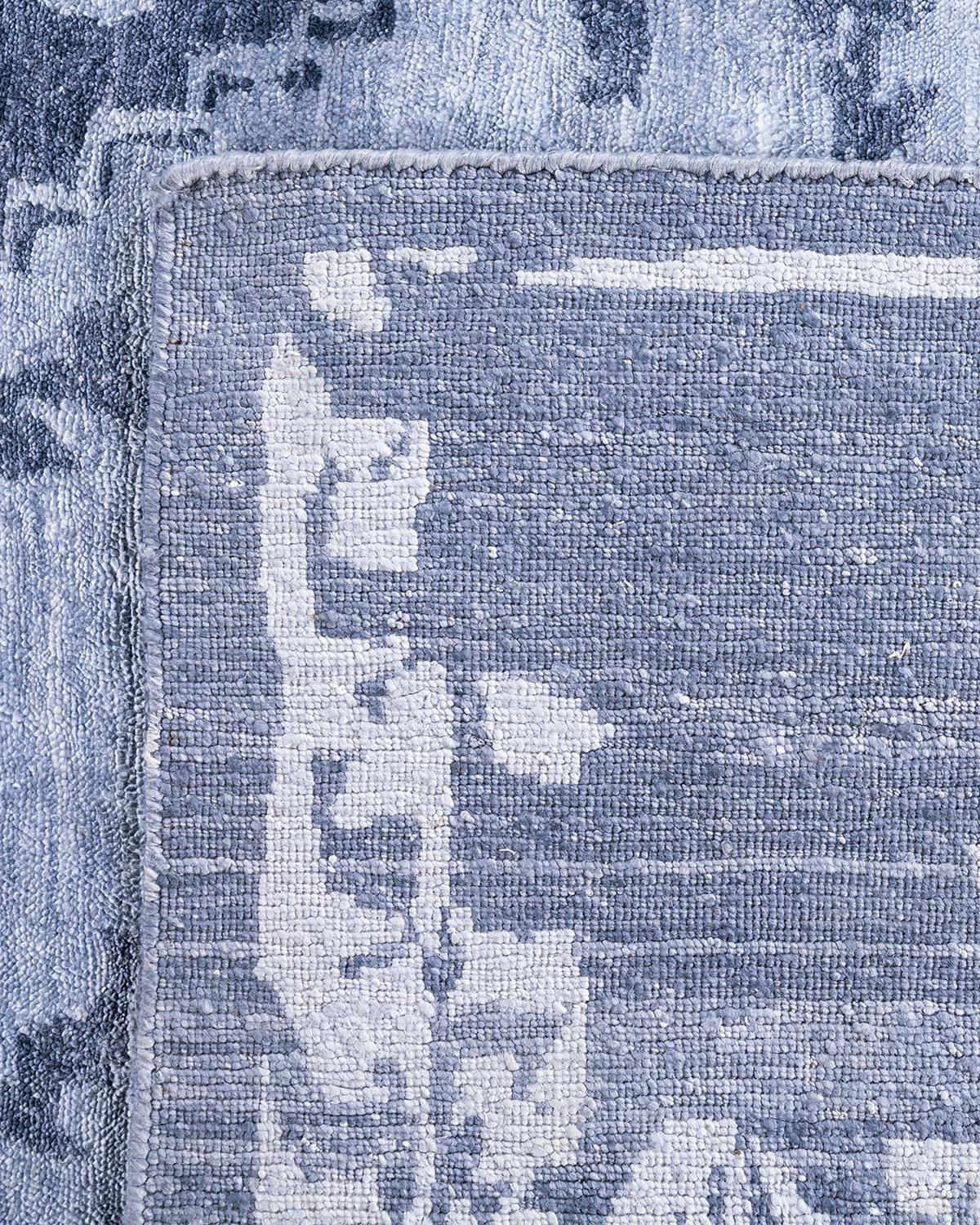 Contemporary Modern Abstrait en soie nouée à la main Tapis blanc 8' 3