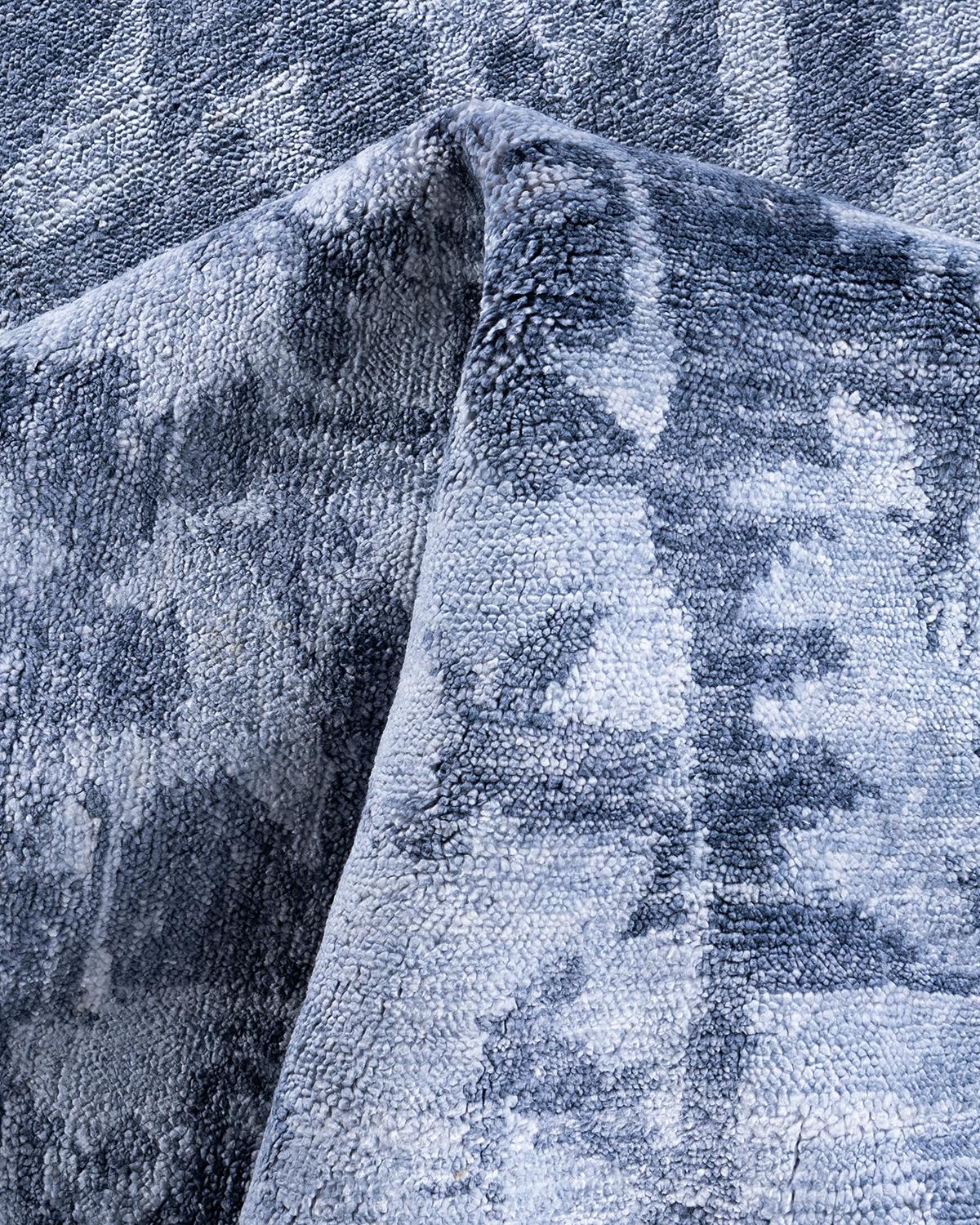 Soie Contemporary Modern Abstrait en soie nouée à la main Tapis blanc 8' 3
