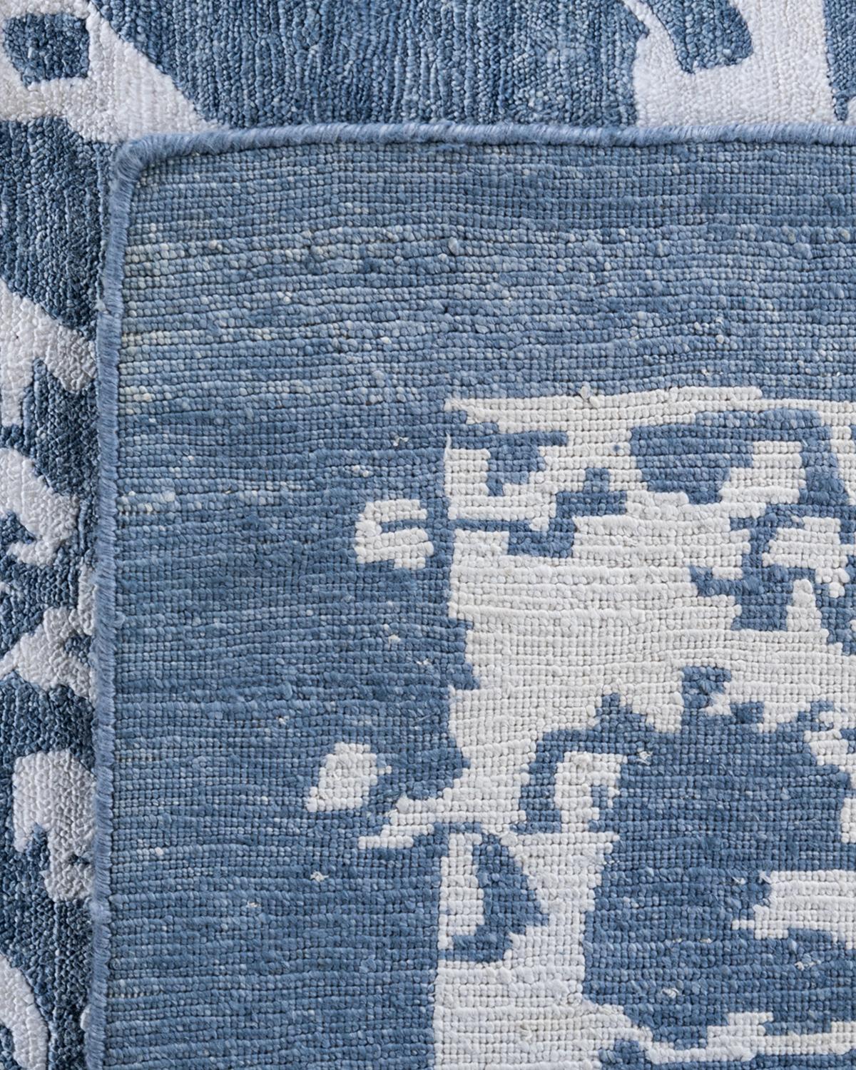 Contemporary Modern Hand Knotted Abstract Silk White Area Rug 9' 0