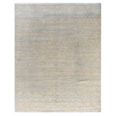 Contemporary Modern Hand Knotted Abstract Silk & Wool Beige Area Rug 8'0" x9"10"