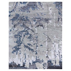 Contemporary Modern Abstract Silk & Wool Beige Area Rug 8'1" x10'1" (noué à la main)