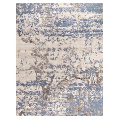 Contemporary Modern Hand Knotted Abstract Silk 
Wool Beige Area Rug 9
0" x11
9"