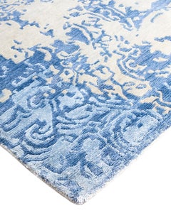 Contemporary Modern Hand Knotted Abstract Silk & Wool Beige Area Rug 9'2" x12'1"