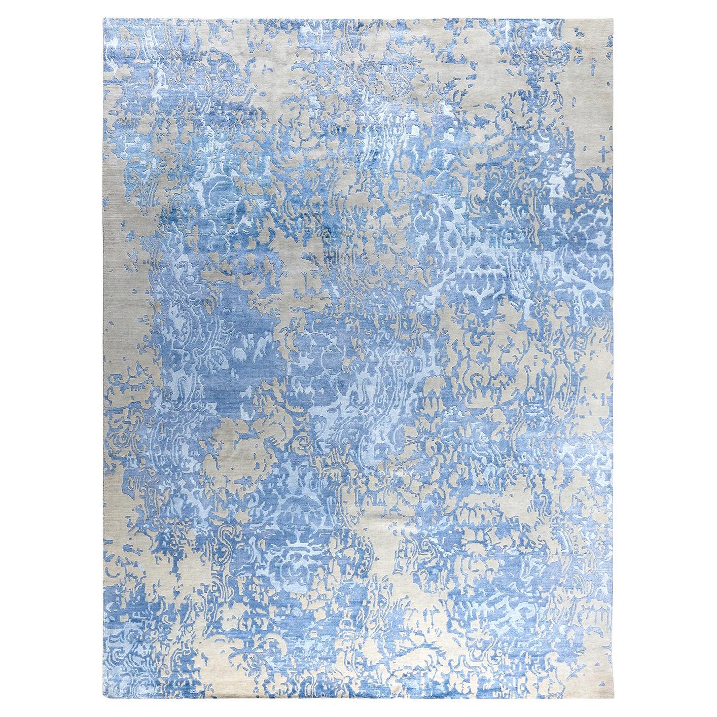 Contemporary Modern Hand Knotted Abstract Silk & Wool Beige Area Rug 9'2" x12'1"