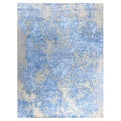 Contemporary Modern Hand Knotted Abstract Silk & Wool Beige Area Rug 9'2" x12'1"