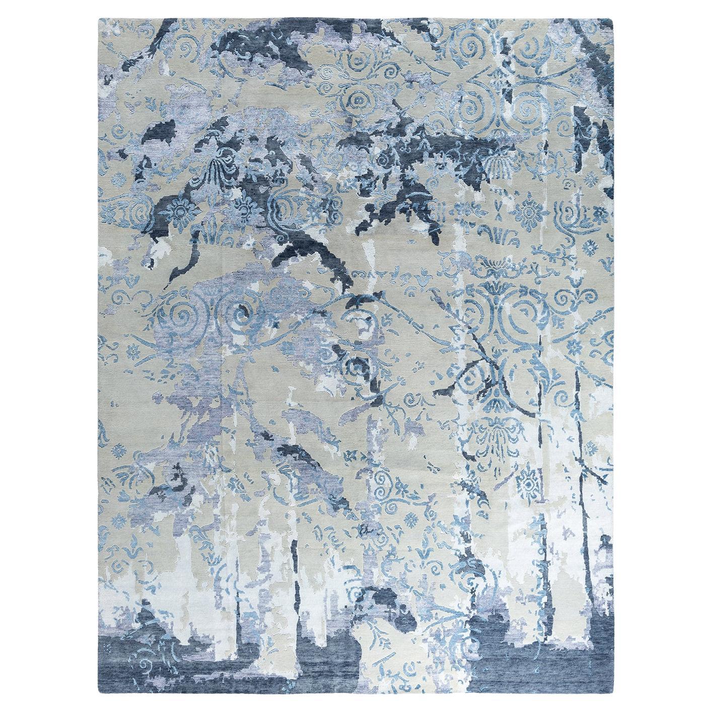 Contemporary Modern Hand Knotted Abstract Silk & Wool Beige Area Rug 9'4" x12'2"