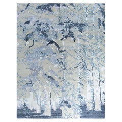 Contemporary Modern Hand Knotted Abstract Silk & Wool Beige Area Rug 9'4" x12'2"