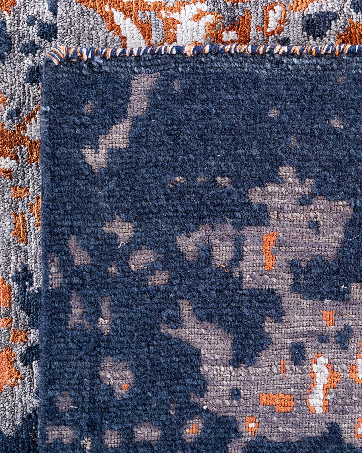 Contemporary Modern Abstract Silk & Wool Hand Knotted Black Area Rug 8'1