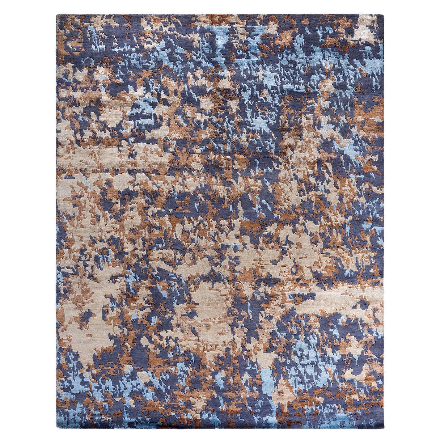 Contemporary Modern Hand Knotted Abstract Silk & Wool Brown Area Rug 8'2" x10'2"