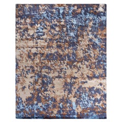 Contemporary Modern Abstract Silk & Wool Brown Area Rug 8'2" x10'2" noué à la main