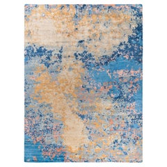 Contemporary Modern Hand Knotted Abstract Silk & Wool Gold Area Rug 9'1" x 12'1"