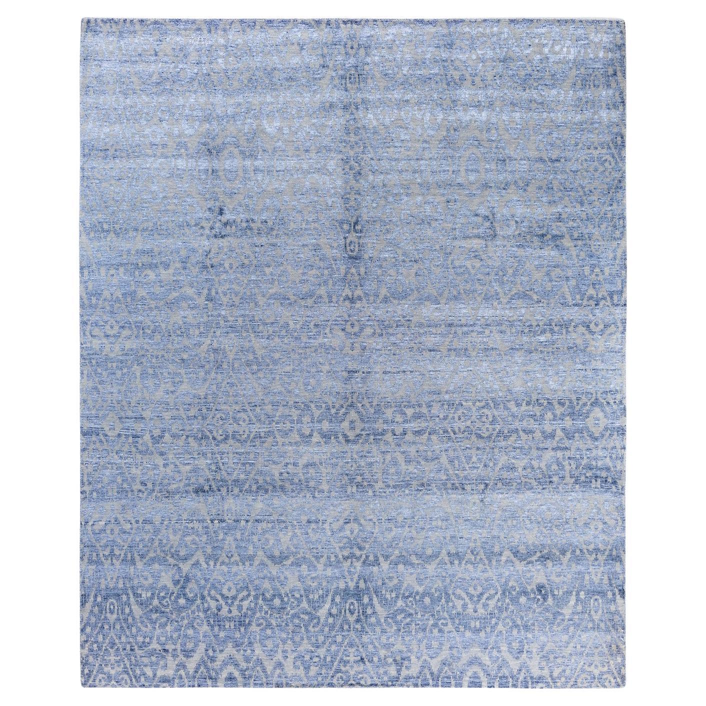 Contemporary Modern Hand Knotted Abstract Silk & Wool Gray Area Rug 8' 1" x 9'8"