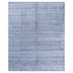 Contemporary Modern Abstract Silk & Wool Gray Area Rug 8' 1" x 9'8" (tapis gris en soie et laine noués à la main)