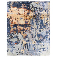 Contemporary Modern Hand Knotted Abstract Silk & Wool Gray Area Rug 8'1" x 10'1"
