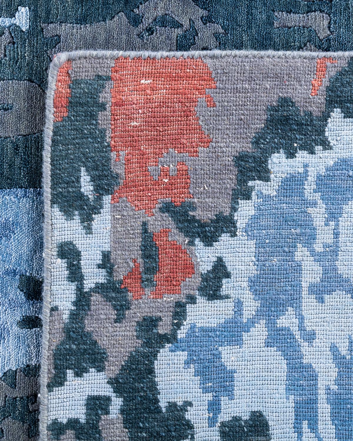 Contemporary Modern Hand Knotted Abstract Silk & Wool Gray Area Rug 8'1