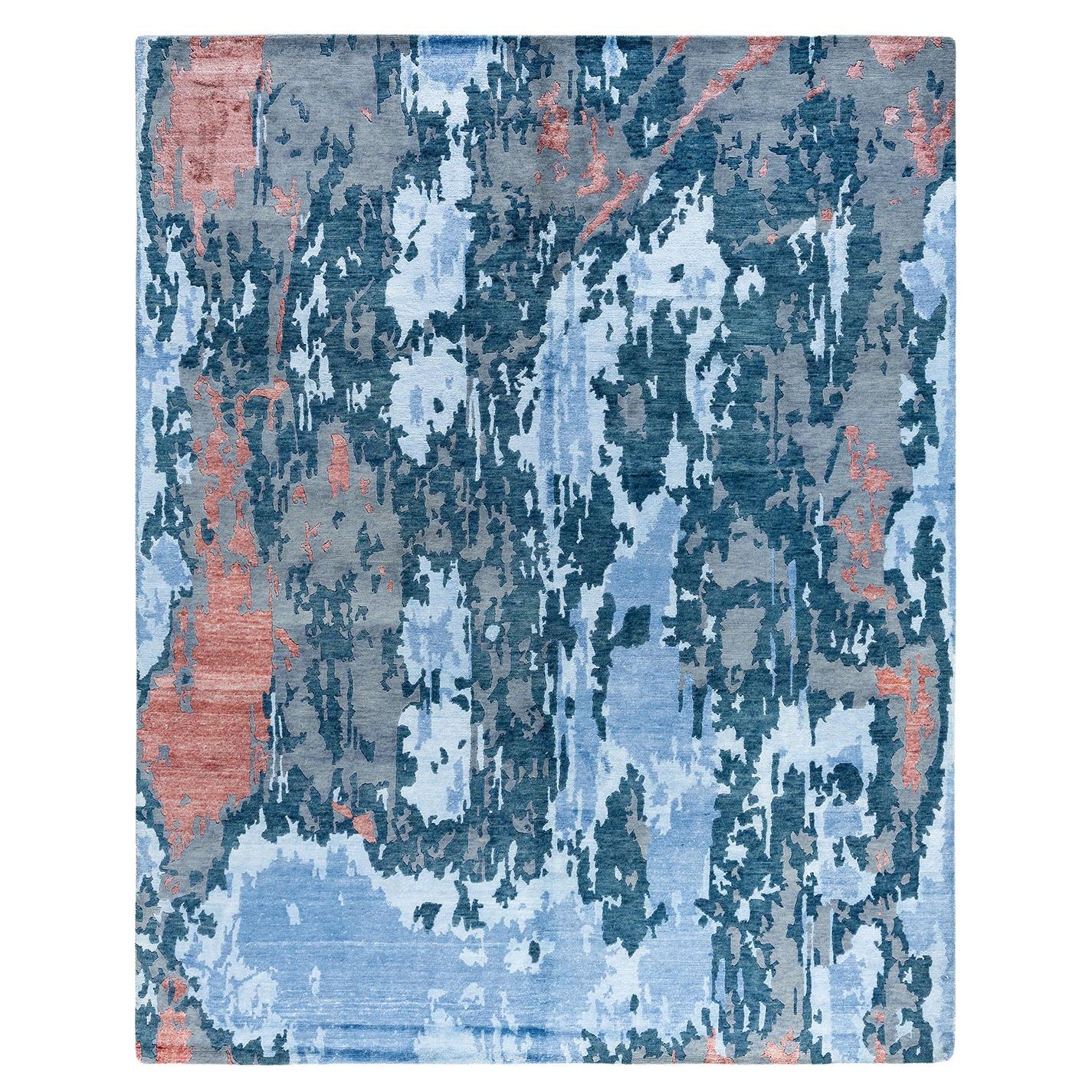 Contemporary Modern Hand Knotted Abstract Silk & Wool Gray Area Rug 8'1" x 10'2"