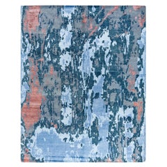 Contemporary Modern Hand Knotted Abstract Silk & Wool Gray Area Rug 8'1" x 10'2"