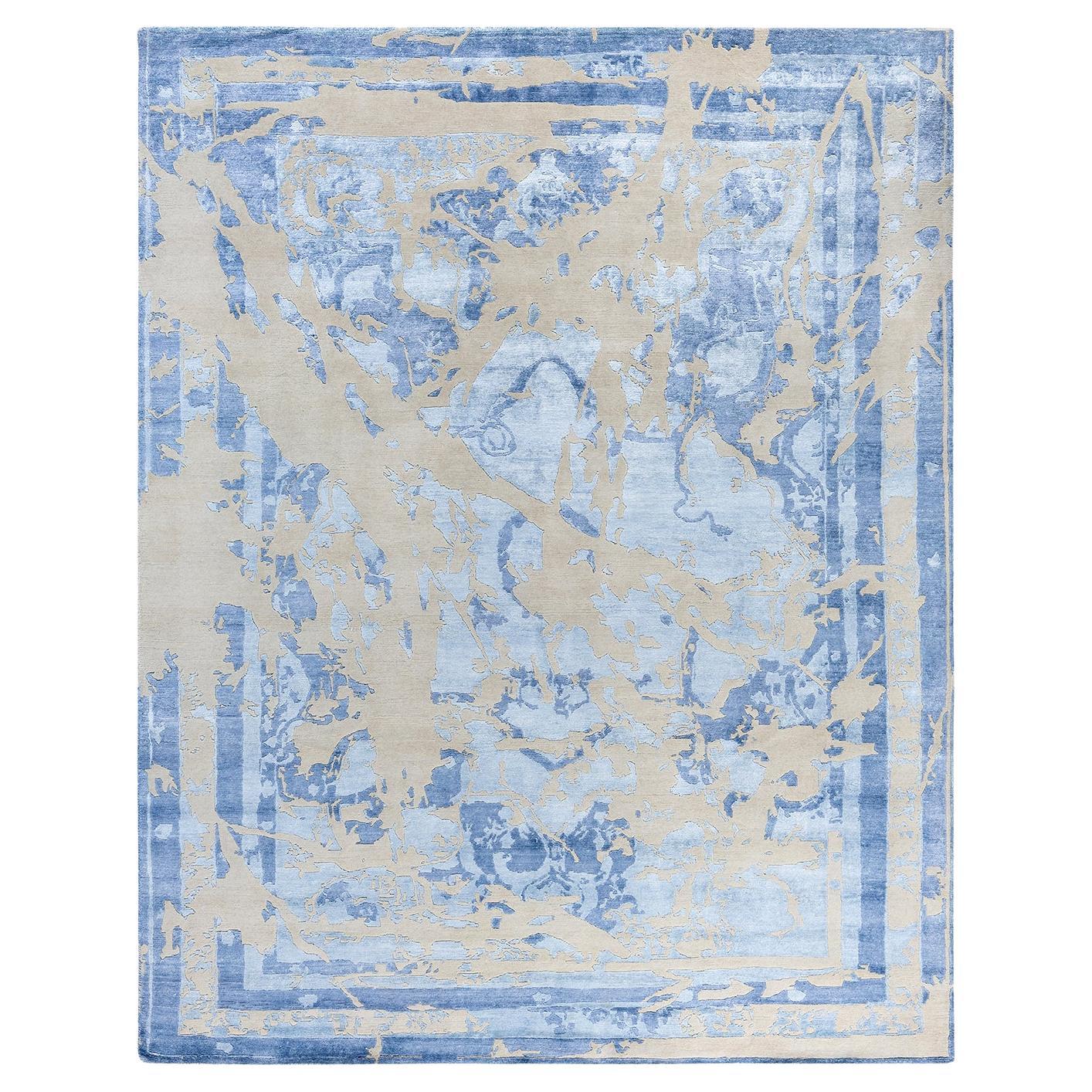 Contemporary Modern Hand Knotted Abstract Silk & Wool Gray Area Rug 8'1" x 10'2"