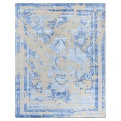 Contemporary Modern Hand Knotted Abstract Silk & Wool Gray Area Rug 8'1" x 10'2"