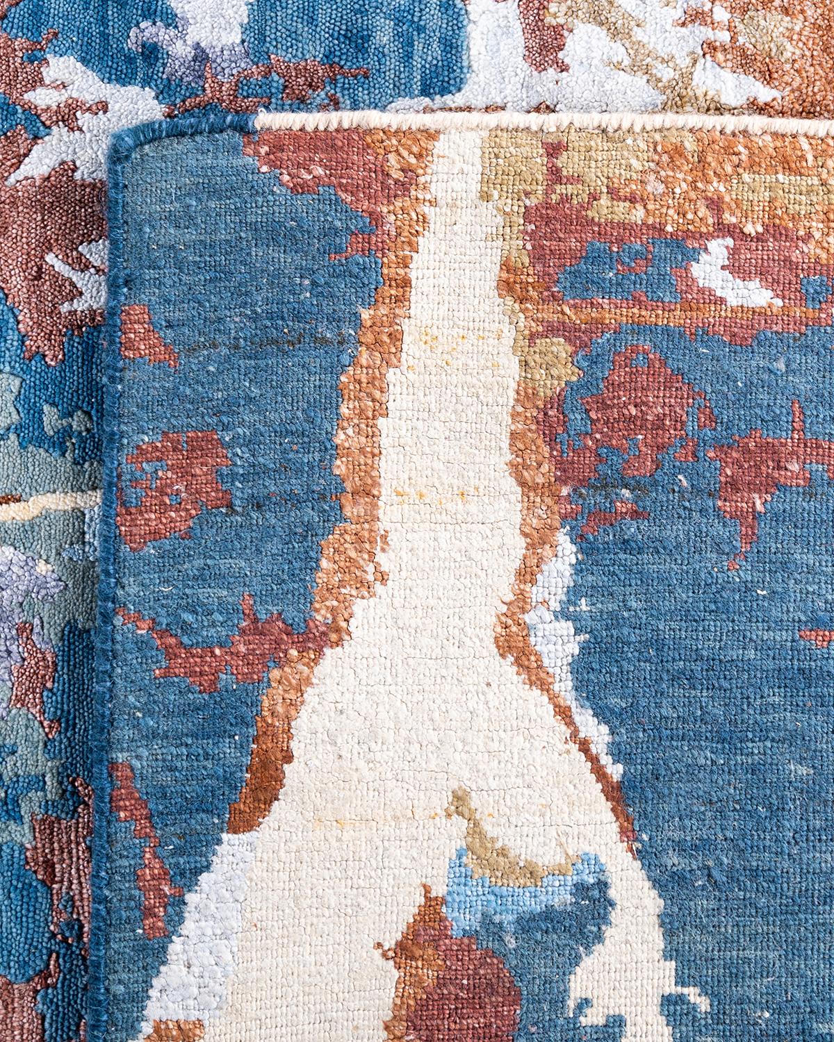 Contemporary Modern Hand Knotted Abstract Silk & Wool Gray Area Rug 8'1