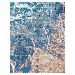 Tappeto moderno e contemporaneo in seta astratta e lana grigio annodato a mano 8'1" x10'3"