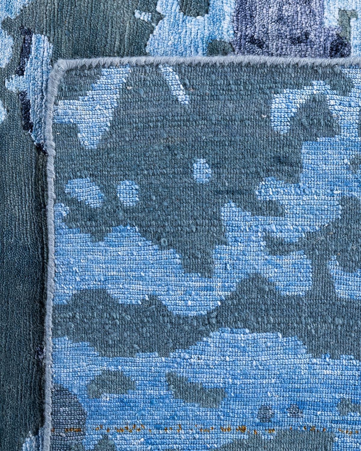 Contemporary Modern Hand Knotted Abstract Silk & Wool Gray Area Rug 8'2