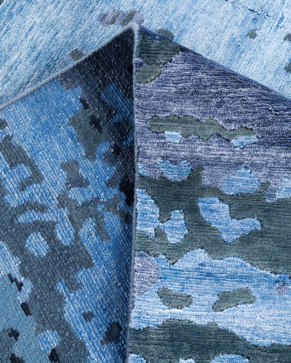 Contemporary Modern Hand Knotted Abstract Silk & Wool Gray Area Rug 8'2