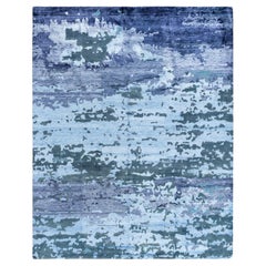 Contemporary Modern Hand Knotted Abstract Silk & Wool Gray Area Rug 8'2" x 10'2"