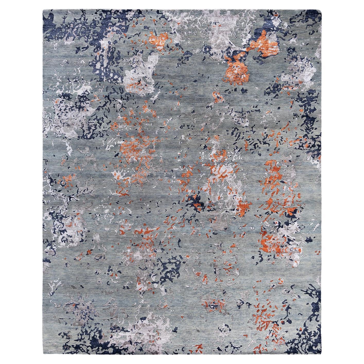 Contemporary Modern Hand Knotted Abstract Silk & Wool Gray Area Rug 8'2" x10'1"