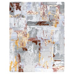 Contemporary Modern Hand Knotted Abstract Silk & Wool Gray Area Rug 8'3" x 10'2"