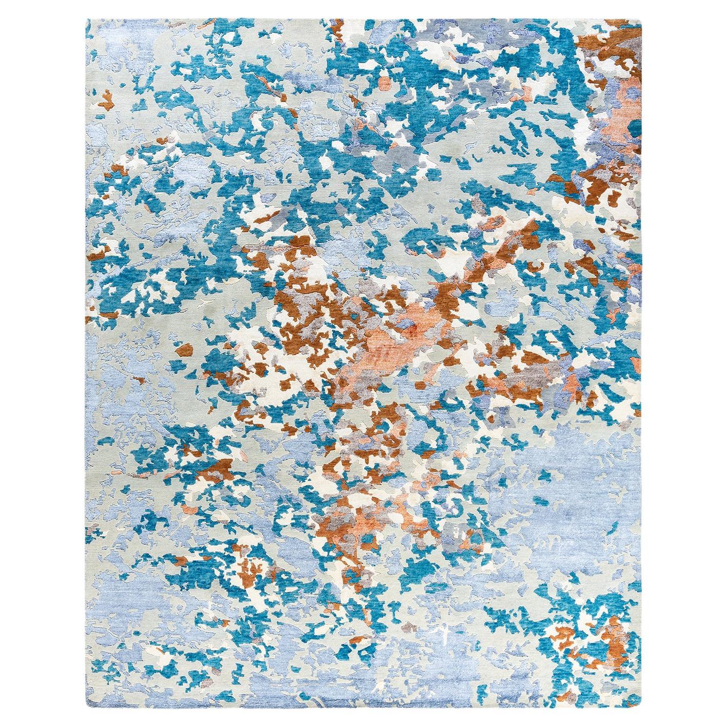 Contemporary Modern Hand Knotted Abstract Silk & Wool Gray Area Rug 8'3" x 10'2"