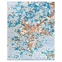Contemporary Modern Hand Knotted Abstract Silk & Wool Gray Area Rug 8'3" x 10'2"