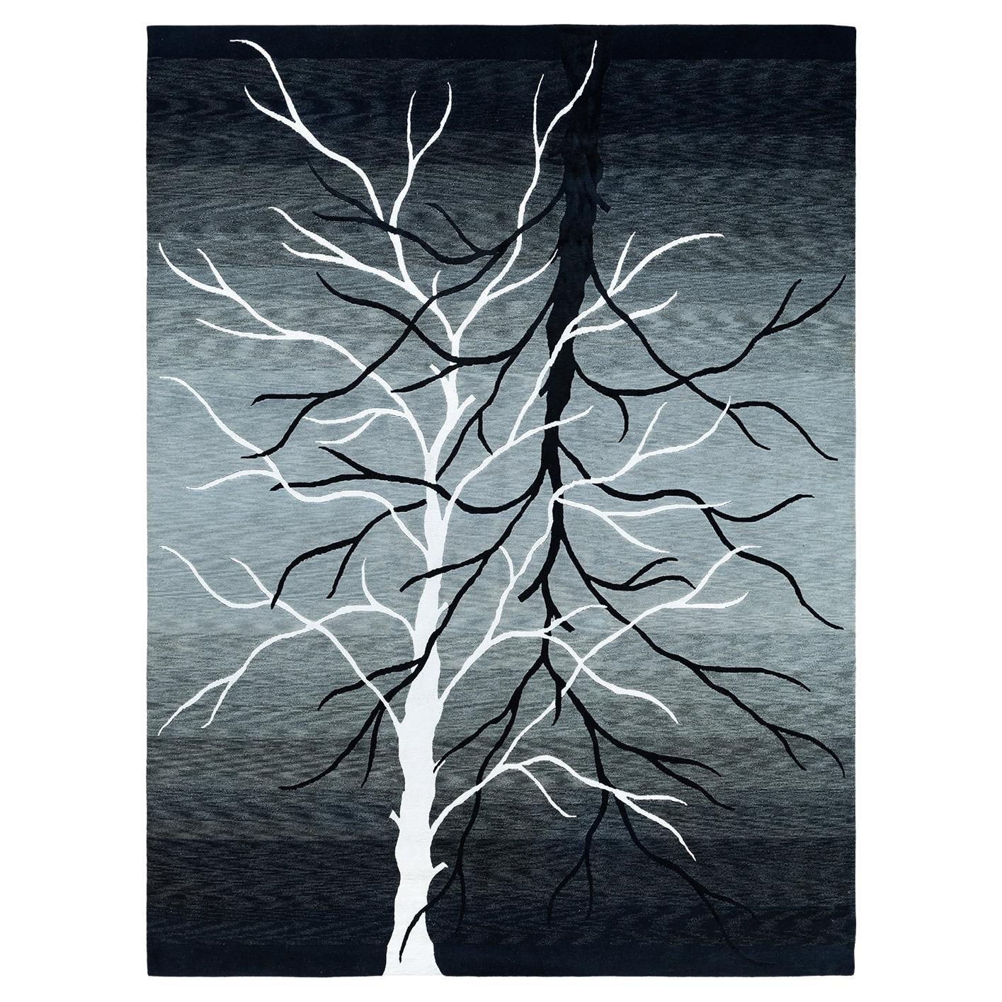 Contemporary Modern Hand Knotted Abstract Silk & Wool Gray Area Rug 9' 0" x12'0"