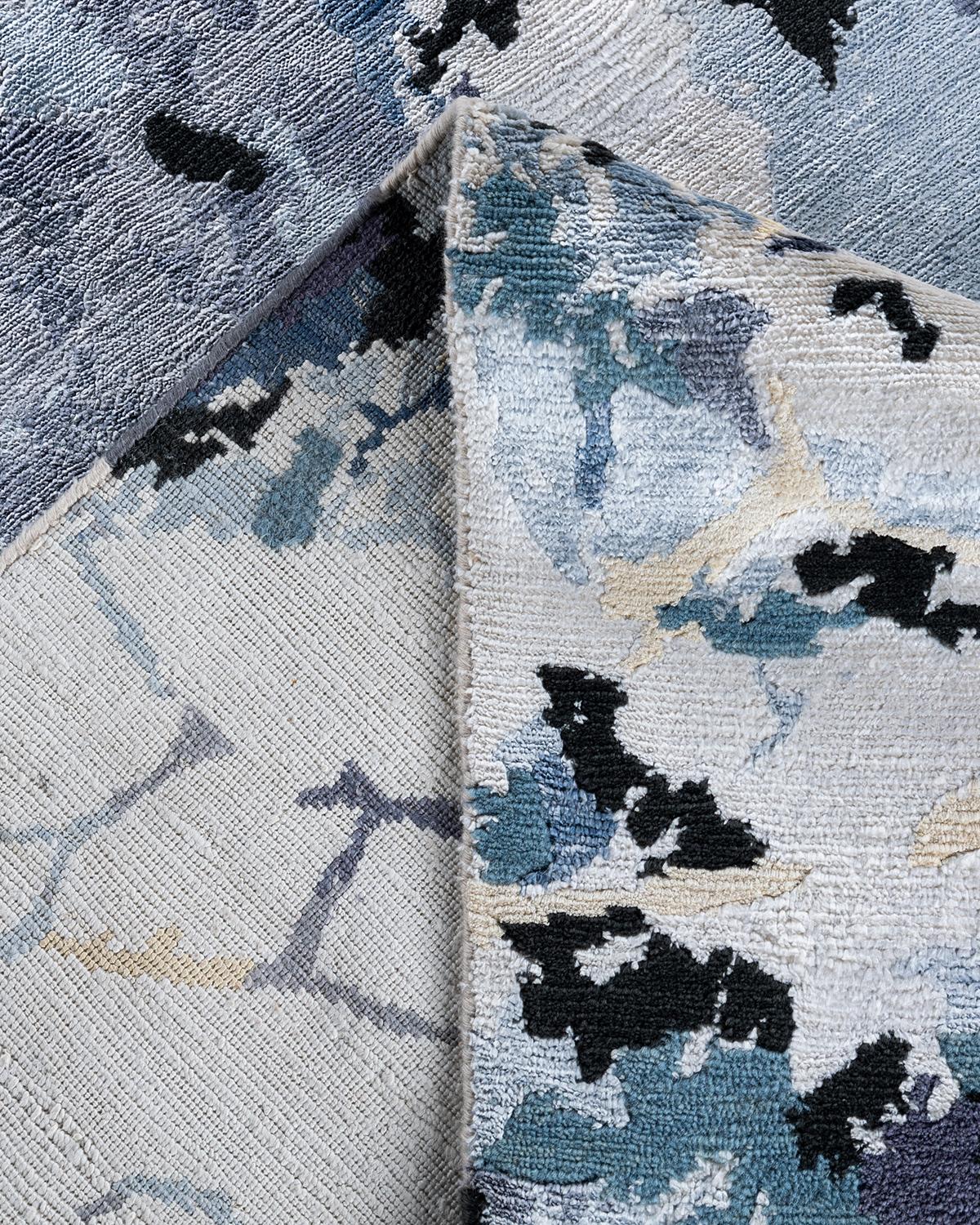 XXIe siècle et contemporain Contemporary Modern Abstract Silk & Wool Gray Area Rug 9'0