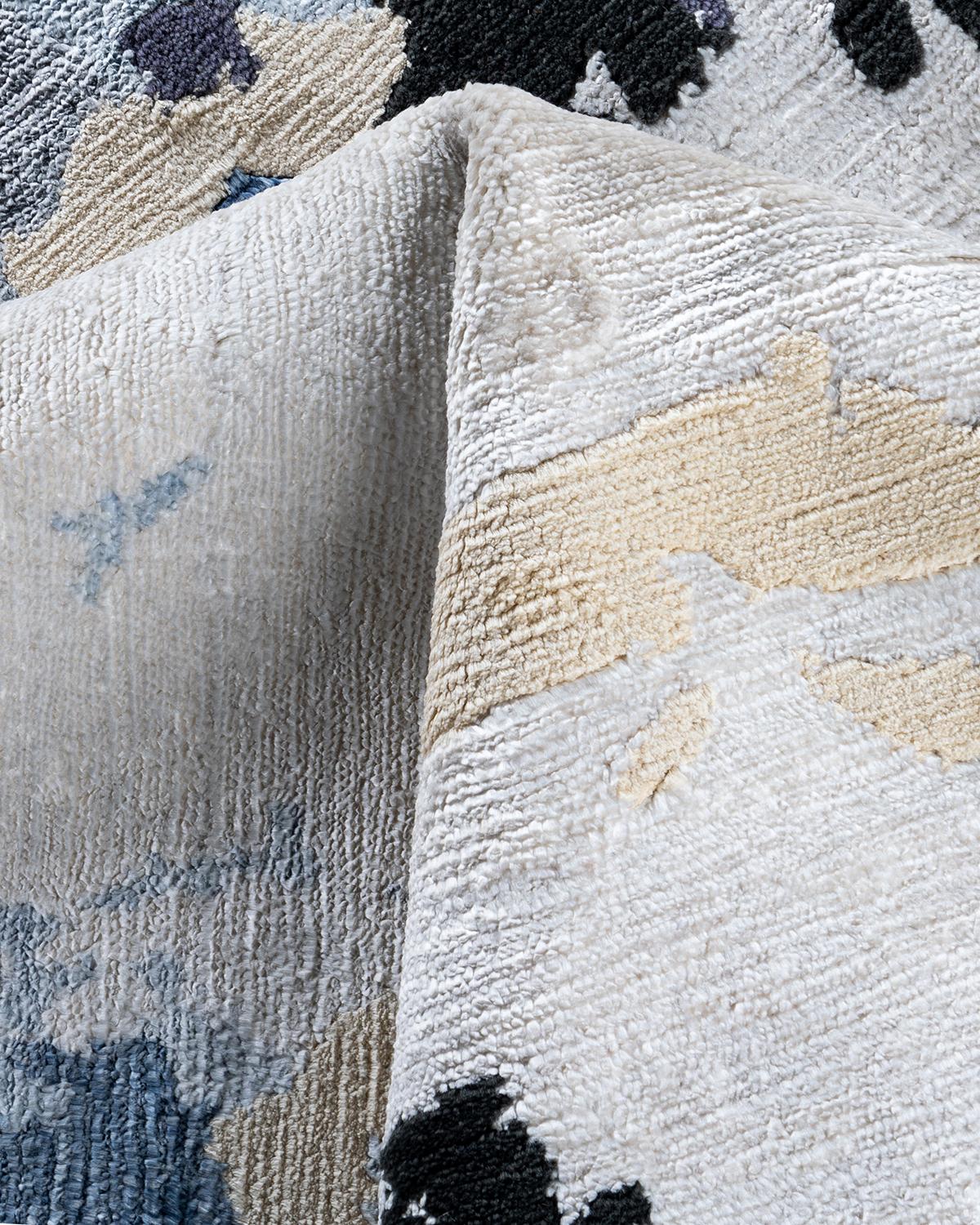 Laine Contemporary Modern Abstract Silk & Wool Gray Area Rug 9'0