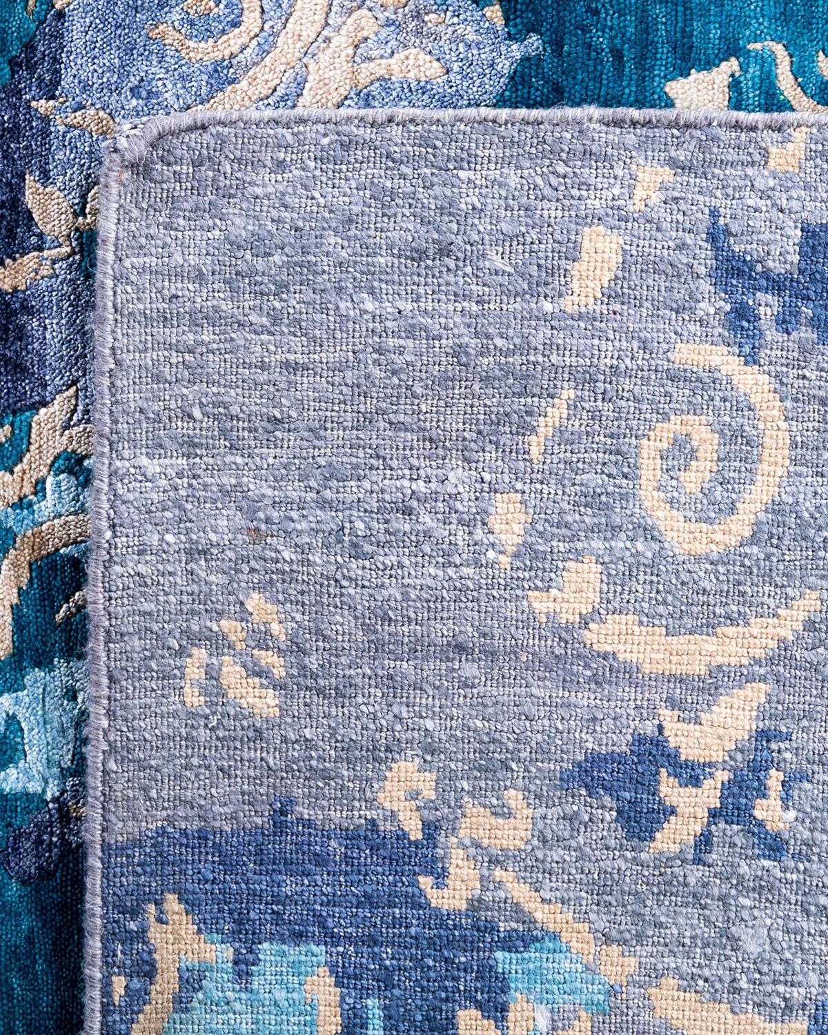 Contemporary Modern Hand Knotted Abstract Silk & Wool Gray Area Rug 9'1