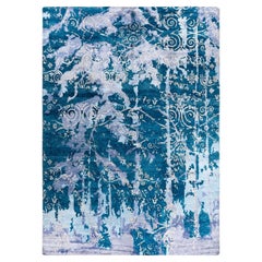 Contemporary Modern Hand Knotted Abstract Silk & Wool Gray Area Rug 9'1" x12'2"