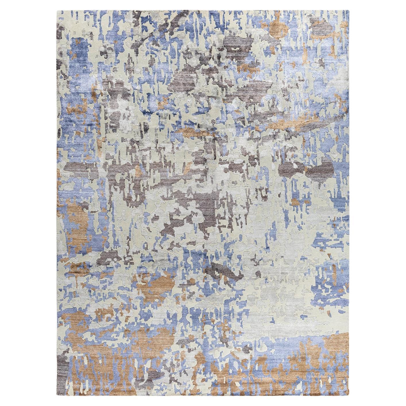 Contemporary Modern Hand Knotted Abstract Silk & Wool Gray Area Rug 9'2" x 12'0"