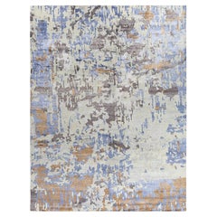 Contemporary Modern Hand Knotted Abstract Silk & Wool Gray Area Rug 9'2" x 12'0"