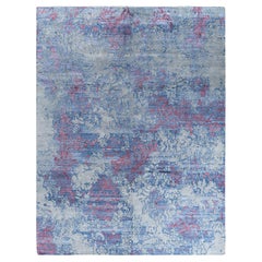 Contemporary Modern Hand Knotted Abstract Silk & Wool Gray Area Rug 9'2"x11'10"