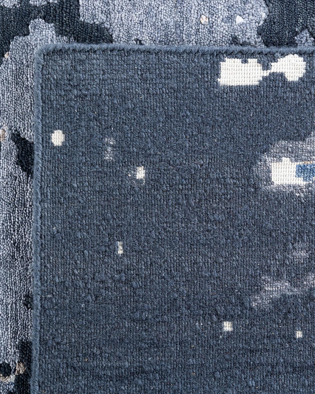 Tappeto moderno e contemporaneo in seta astratta e lana grigio annodato a mano 9'3