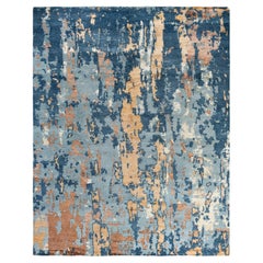 Contemporary Modern Hand Knotted Abstract Silk & Wool Green Area Rug 8'1" x 10"2