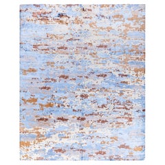 Contemporary Modern Hand Knotted Abstract Silk & Wool Ivory Area Rug 8'2" x10'1"