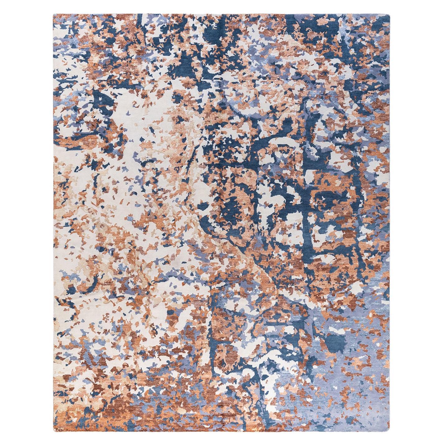 Tappeto moderno contemporaneo annodato a mano in seta astratta e lana avorio  8'2"x10'1"